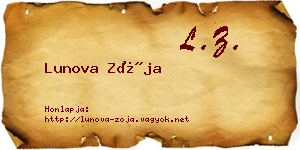 Lunova Zója névjegykártya